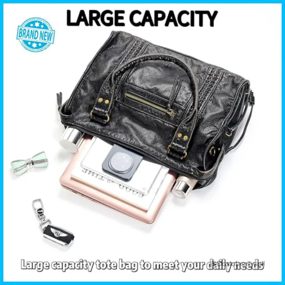 Large Hobo Crossbody Bag Vintage Y2K Style Soft Leather Tote Shoulder Purse